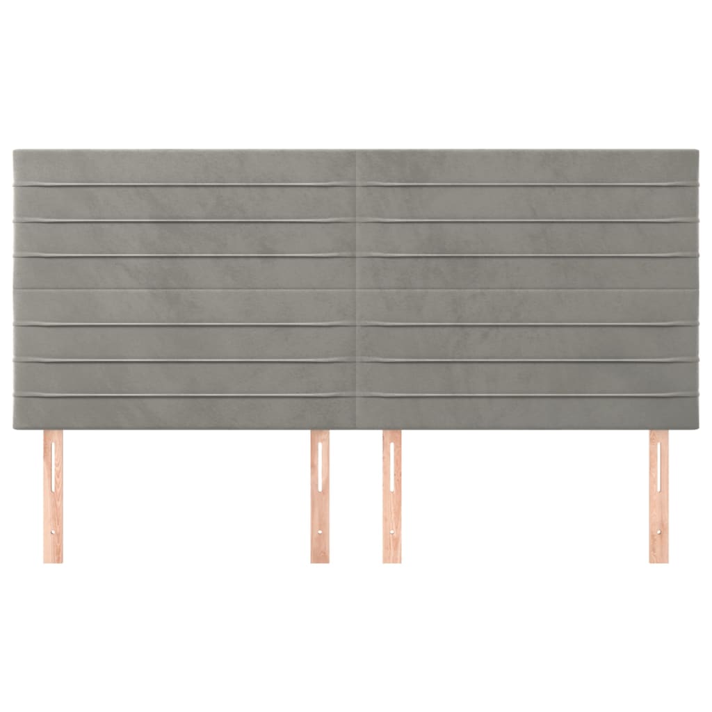 sengegavl lysegrå 180x5x118/128 cm fløjl