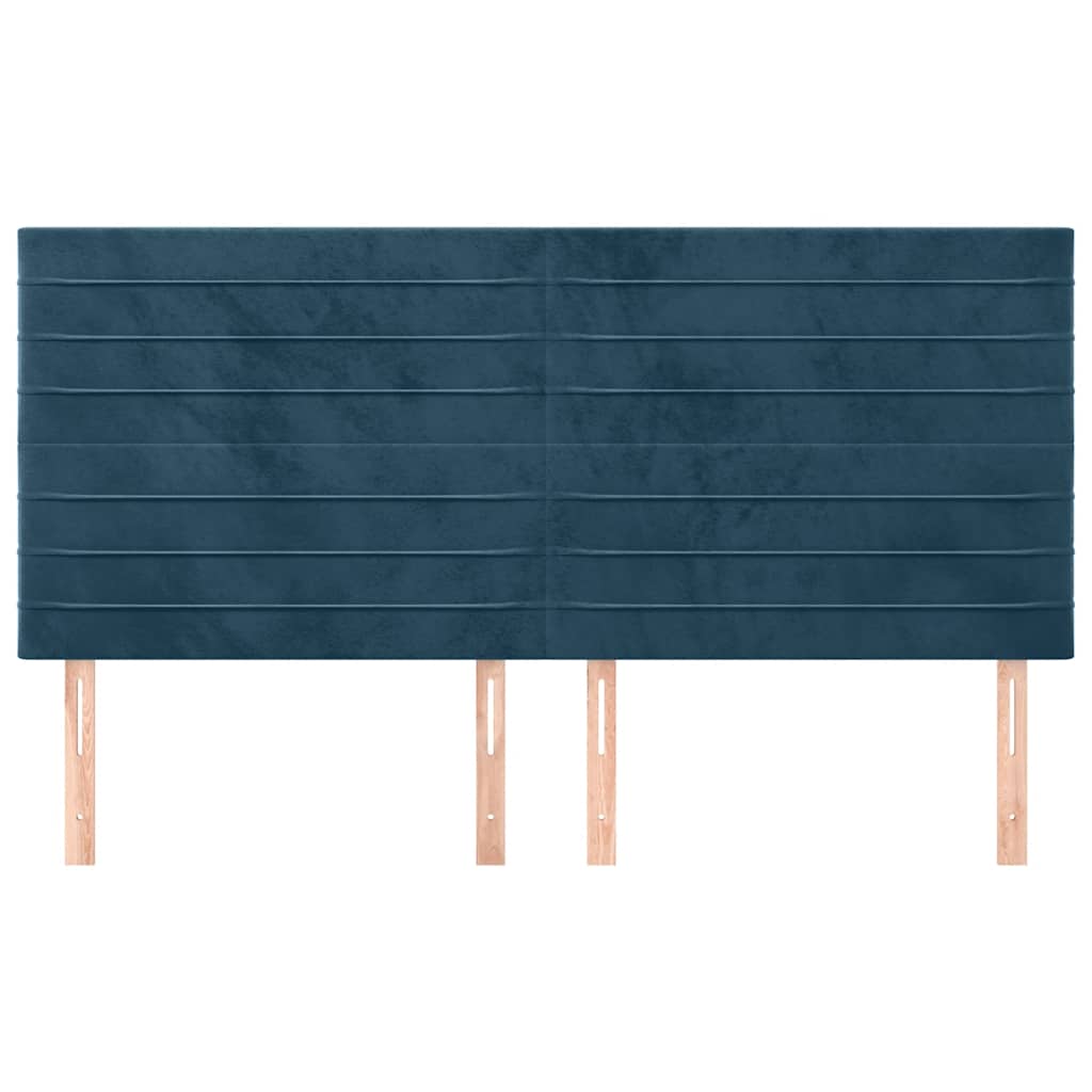 sengegavl mørkeblå 180x5x118/128 cm fløjl