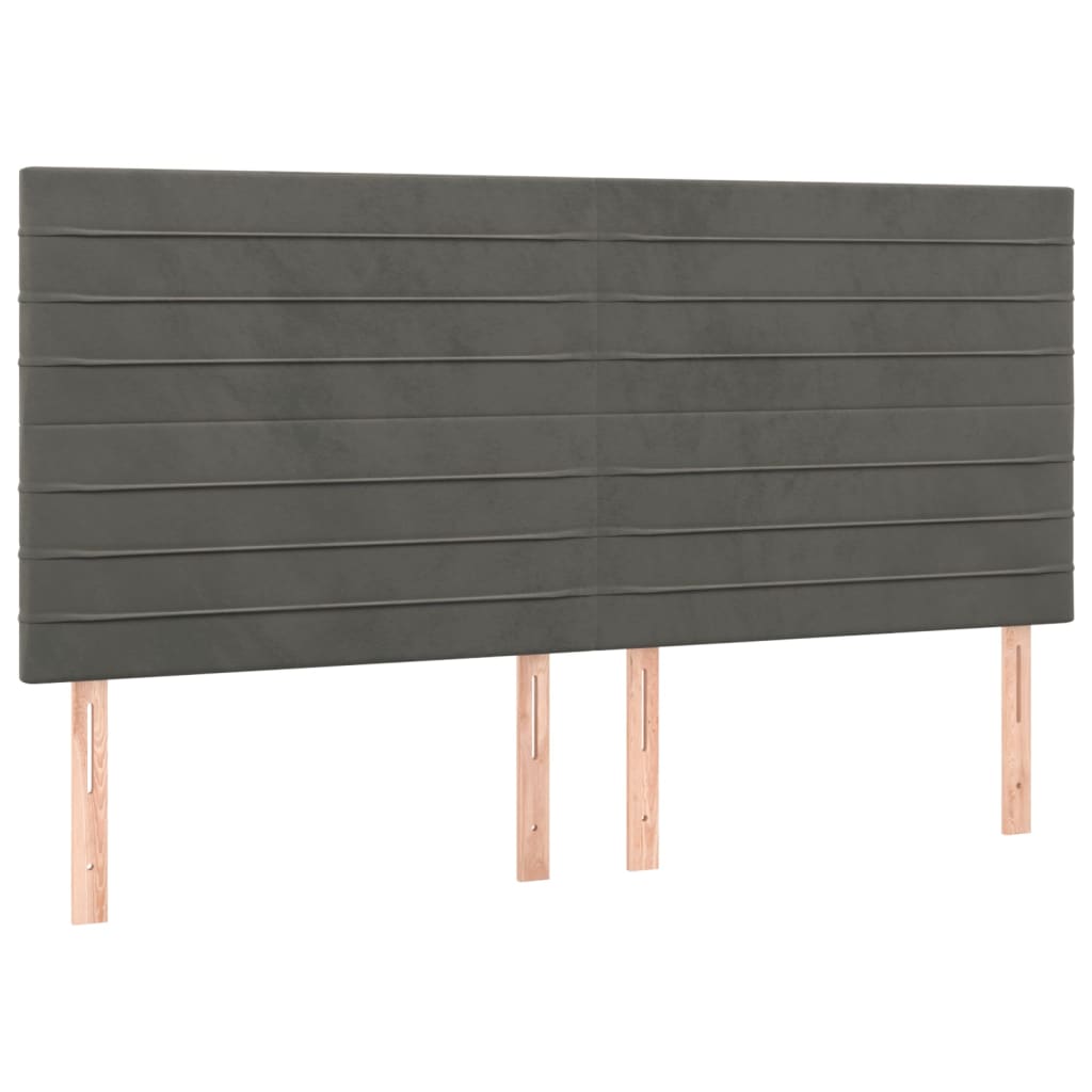sengegavl mørkegrå 200x5x118/128 cm fløjl