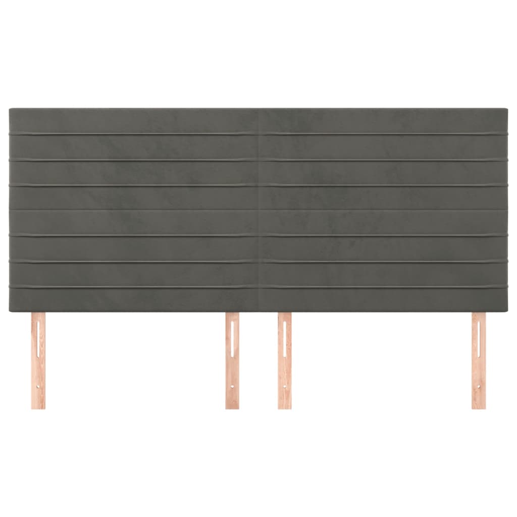 sengegavl mørkegrå 200x5x118/128 cm fløjl