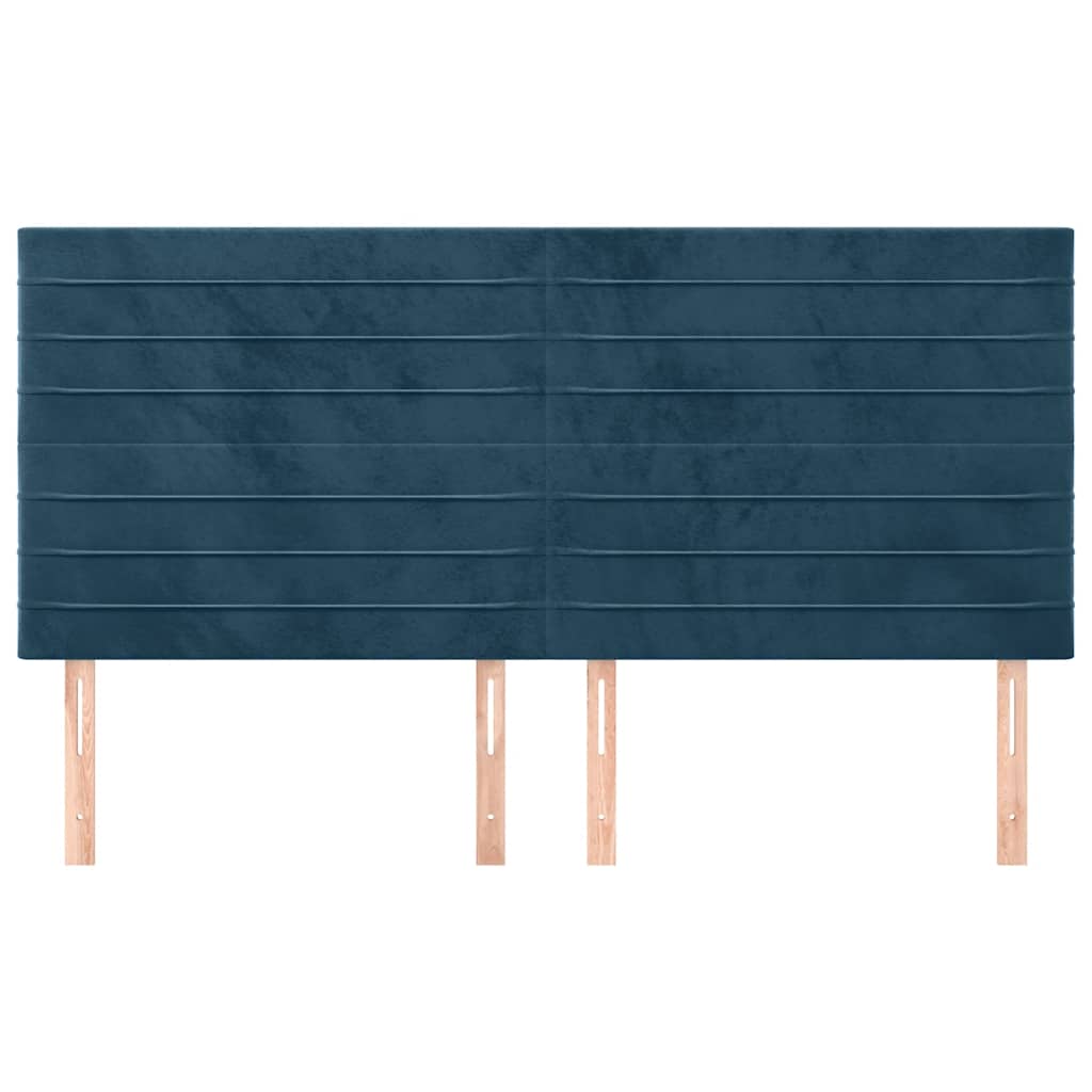 sengegavl mørkeblå 200x5x118/128 cm fløjl