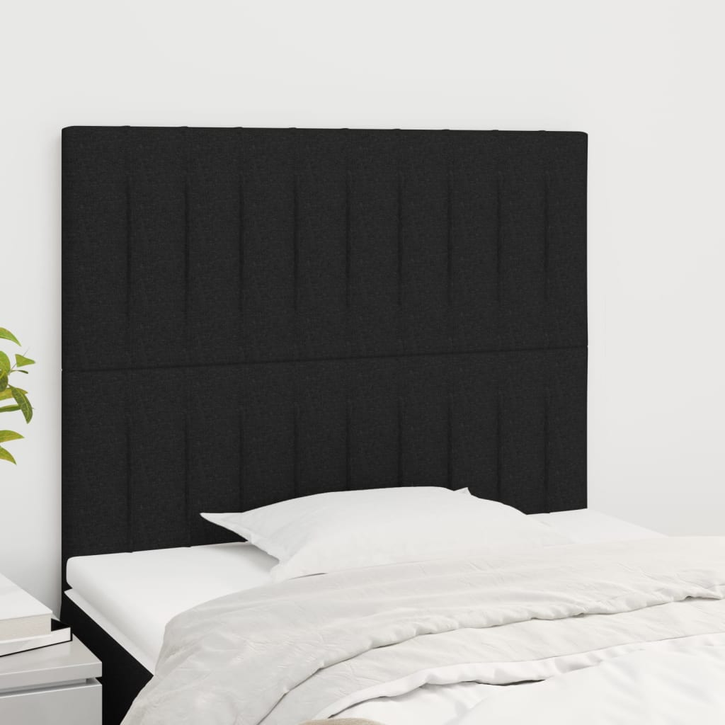 sengegavl sort 80x5x118/128 cm stof