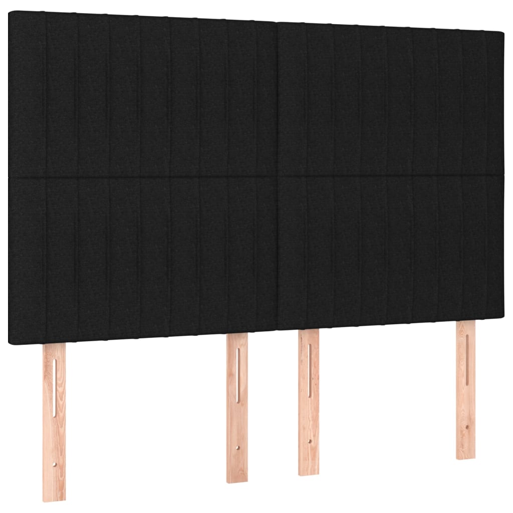 sengegavl sort 144x5x118/128 cm stof