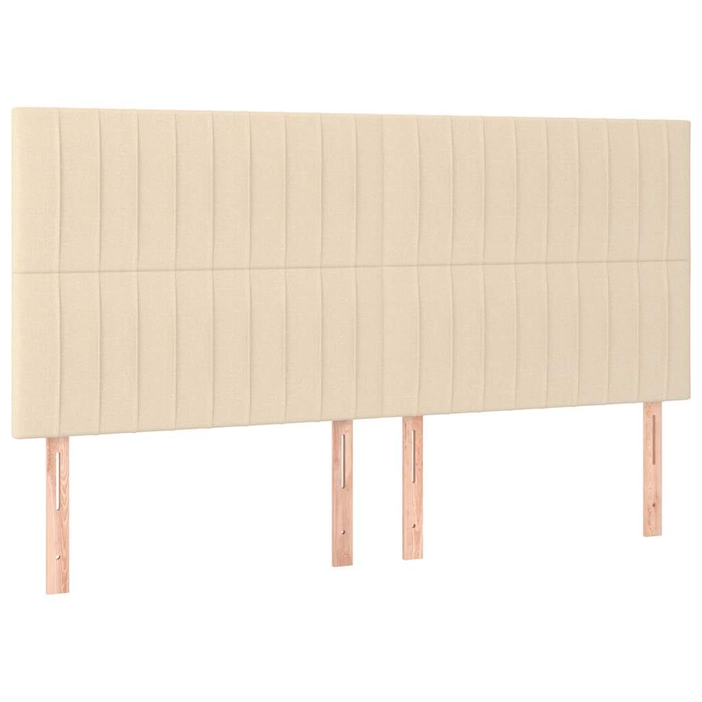 sengegavl cremefarvet 160x5x118/128 cm stof