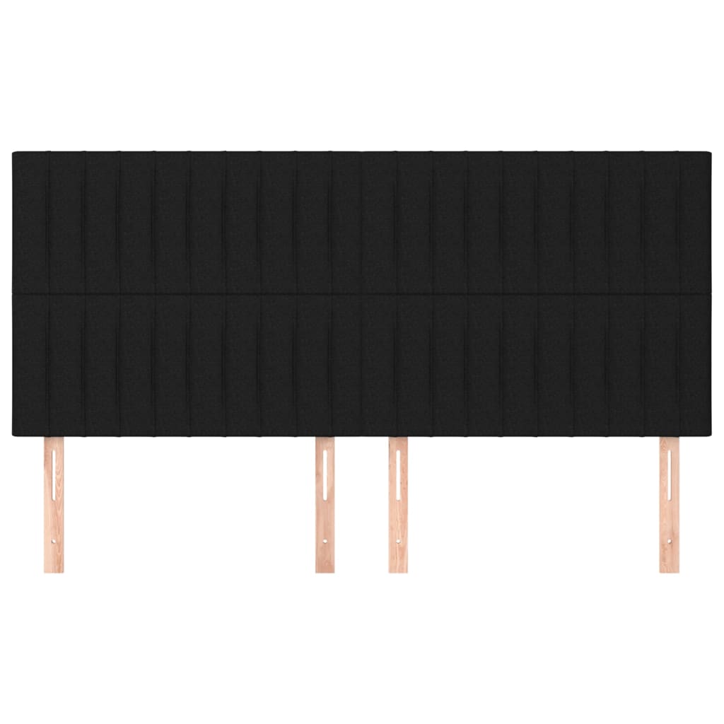 sengegavl sort 200x5x118/128 cm stof