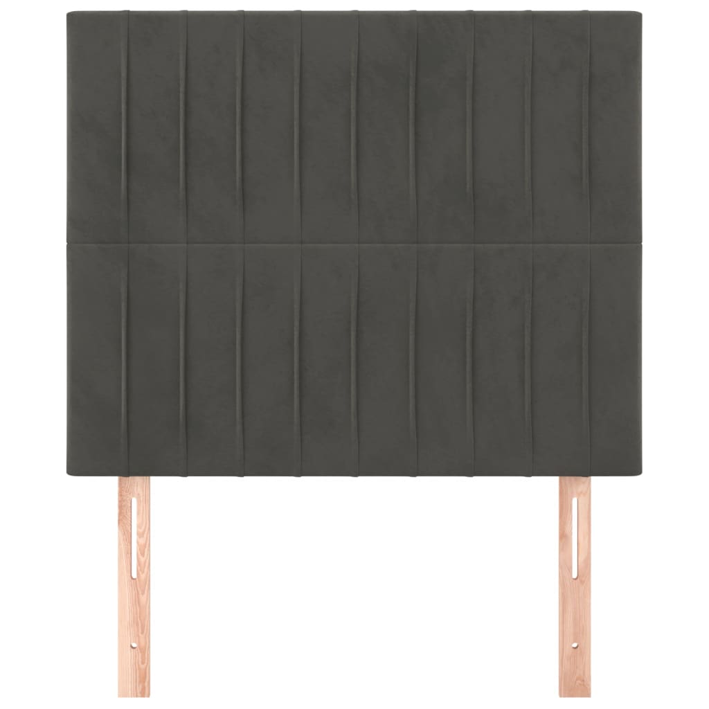 sengegavl mørkegrå 80x5x118/128 cm fløjl