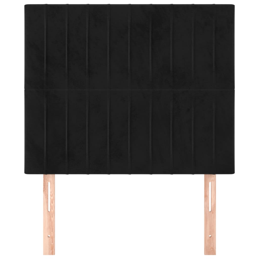 sengegavl sort 80x5x118/128 cm fløjl