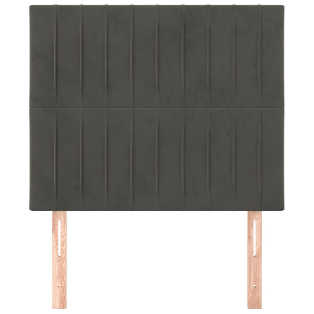 sengegavl mørkegrå 90x5x118/128 cm fløjl