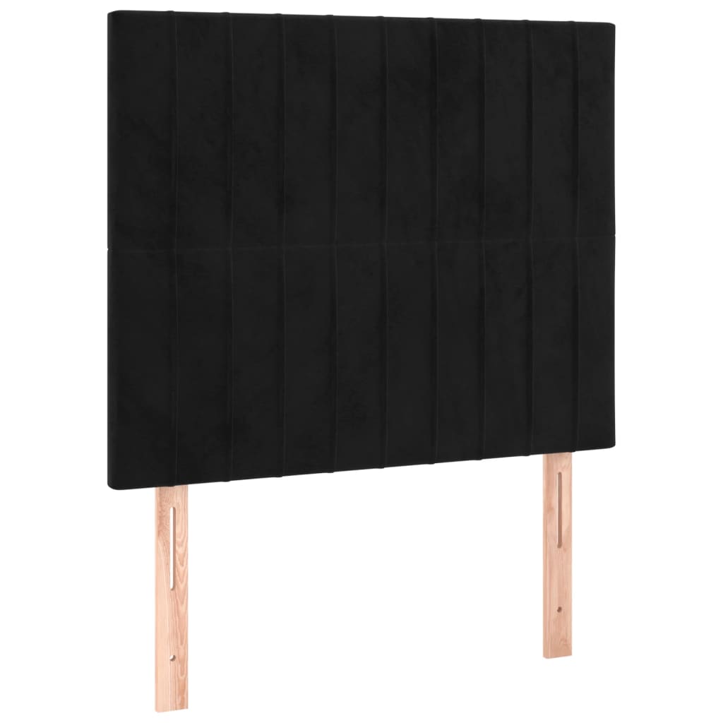 sengegavl sort 90x5x118/128 cm fløjl