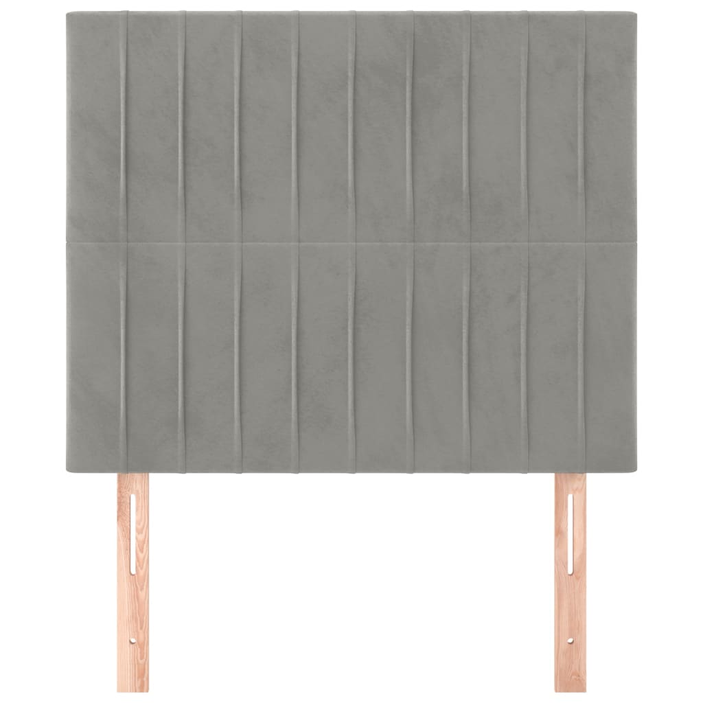 sengegavl lysegrå 100x5x118/128 cm fløjl