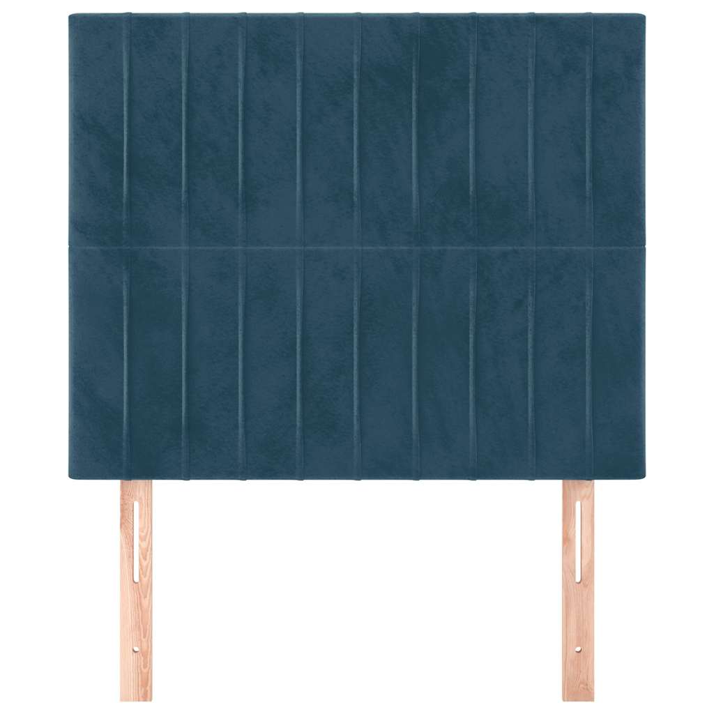 sengegavl mørkeblå 100x5x118/128 cm fløjl