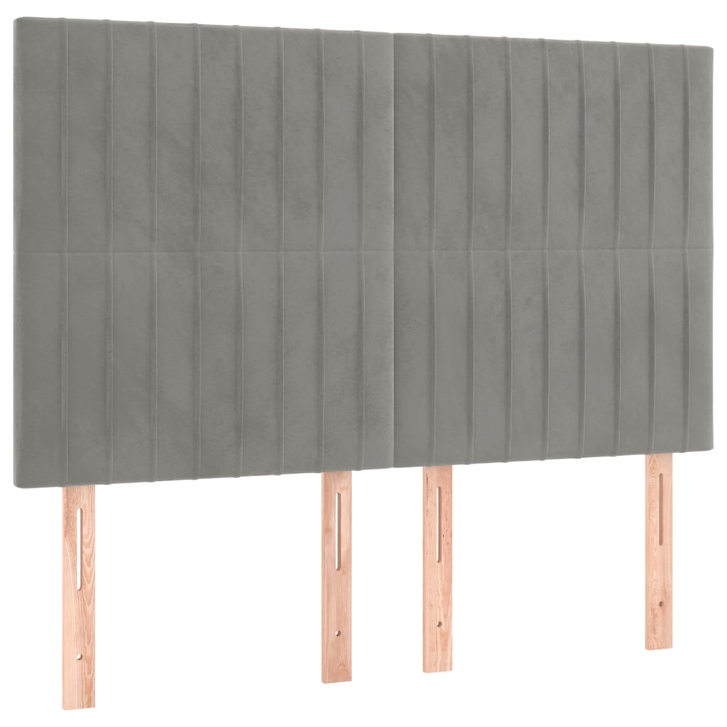 sengegavl lysegrå 144x5x118/128 cm fløjl