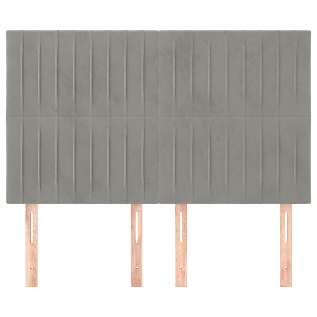 sengegavl lysegrå 144x5x118/128 cm fløjl