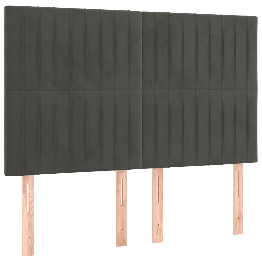sengegavl mørkegrå 144x5x118/128 cm fløjl