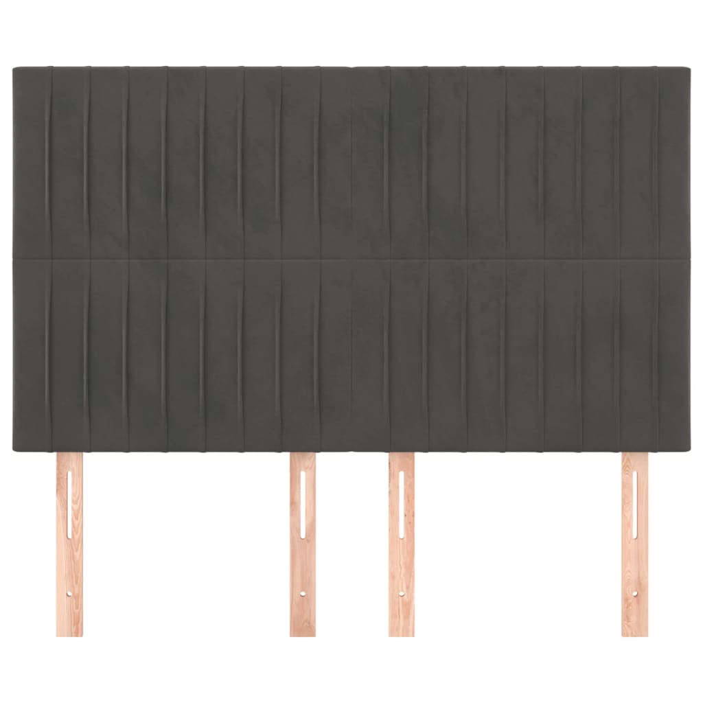 sengegavl mørkegrå 144x5x118/128 cm fløjl