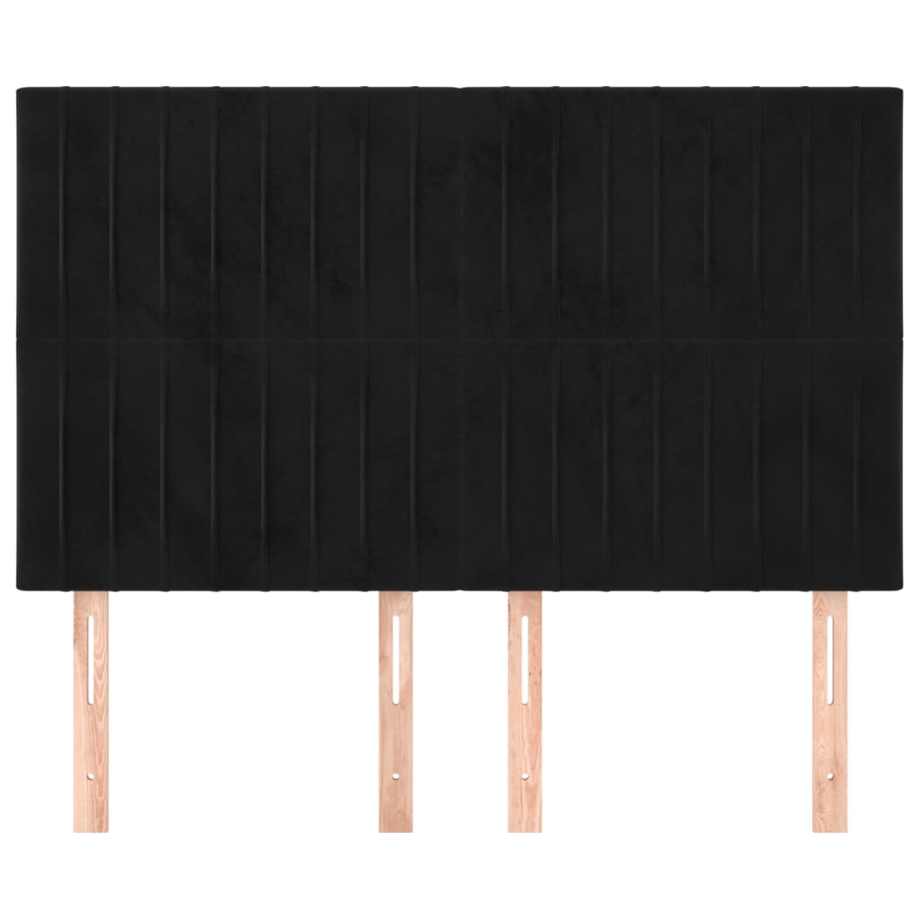 sengegavl sort 144x5x118/128 cm fløjl