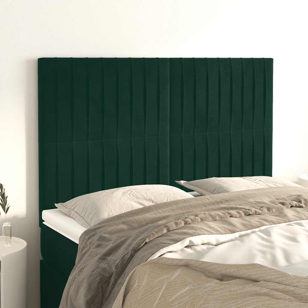 sengegavl mørkegrøn 144x5x118/128 cm fløjl
