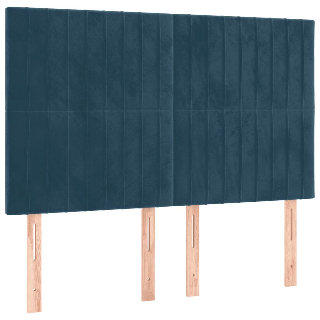 sengegavl mørkeblå 144x5x118/128 cm fløjl