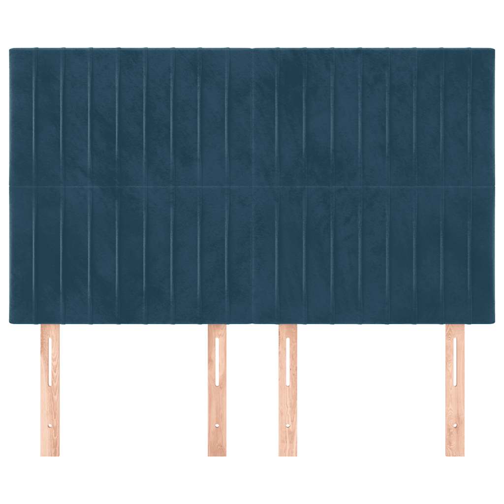 sengegavl mørkeblå 144x5x118/128 cm fløjl