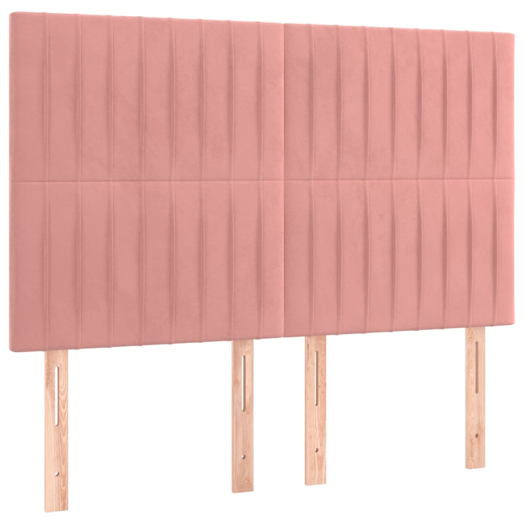 sengegavl lyserød 144x5x118/128 cm fløjl