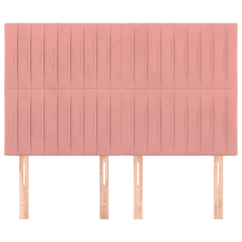 sengegavl lyserød 144x5x118/128 cm fløjl