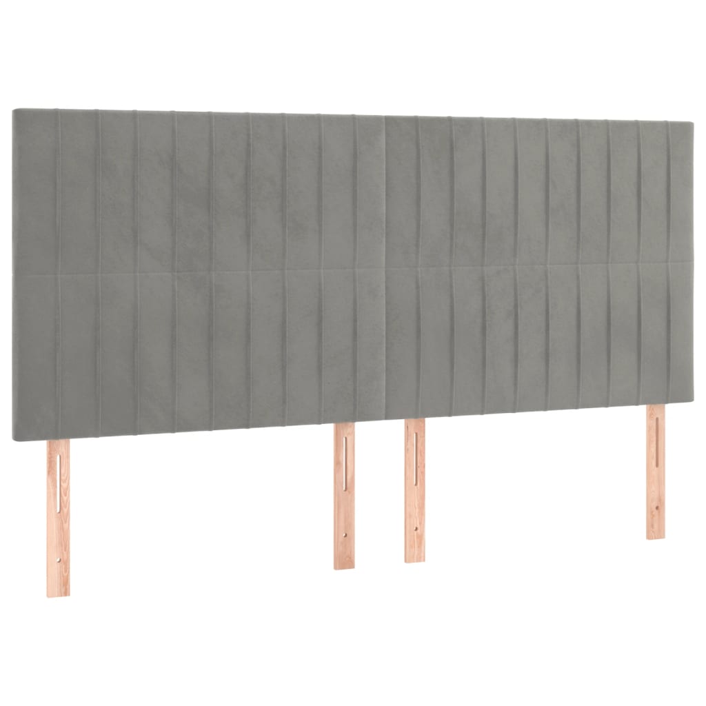 sengegavl lysegrå 160x5x118/128 cm fløjl