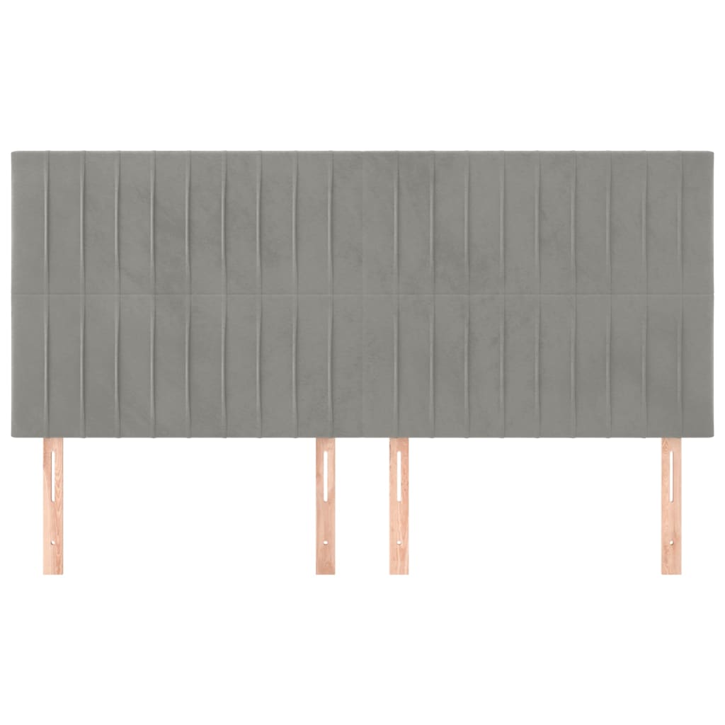 sengegavl lysegrå 160x5x118/128 cm fløjl