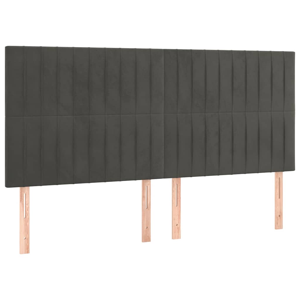 sengegavl mørkegrå 160x5x118/128 cm fløjl