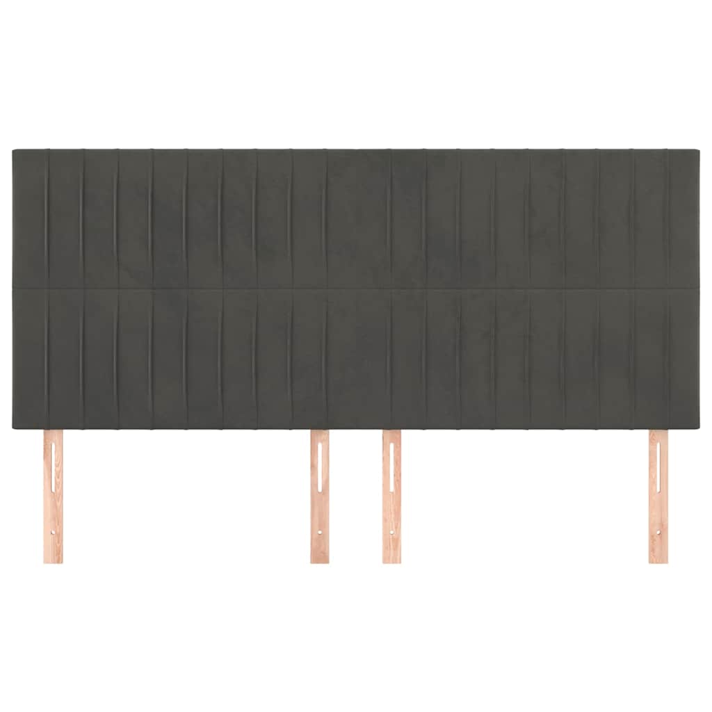 sengegavl mørkegrå 160x5x118/128 cm fløjl