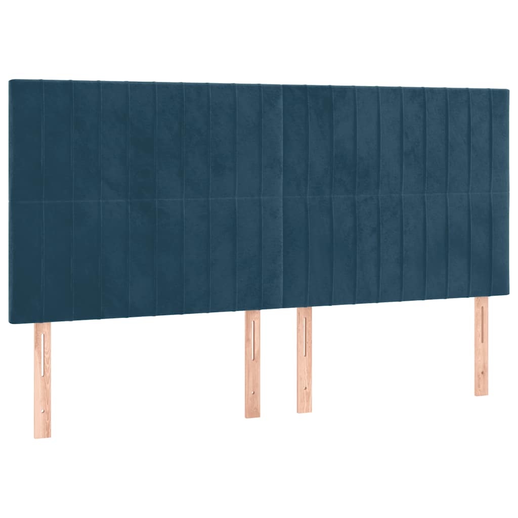 sengegavl mørkeblå 160x5x118/128 cm fløjl