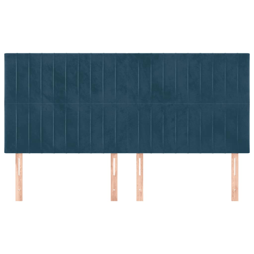 sengegavl mørkeblå 160x5x118/128 cm fløjl
