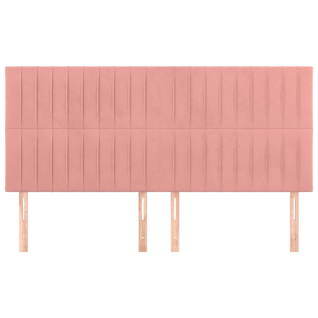 sengegavl lyserød 160x5x118/128 cm fløjl