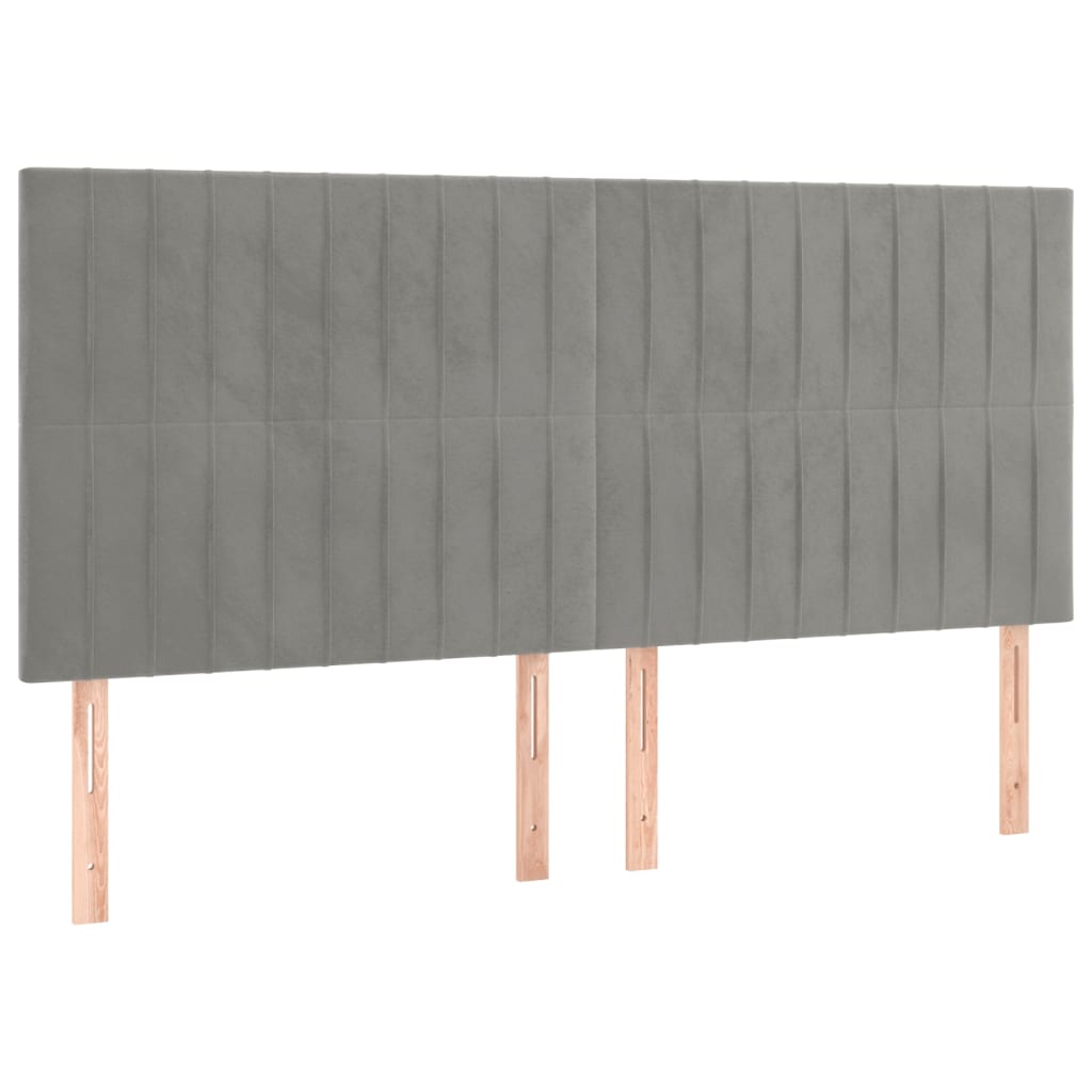 sengegavl lysegrå 180x5x118/128 cm fløjl