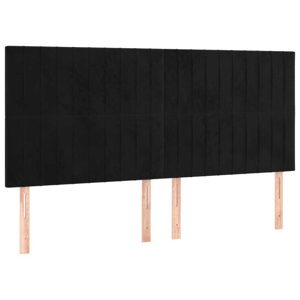 sengegavl sort 180x5x118/128 cm fløjl