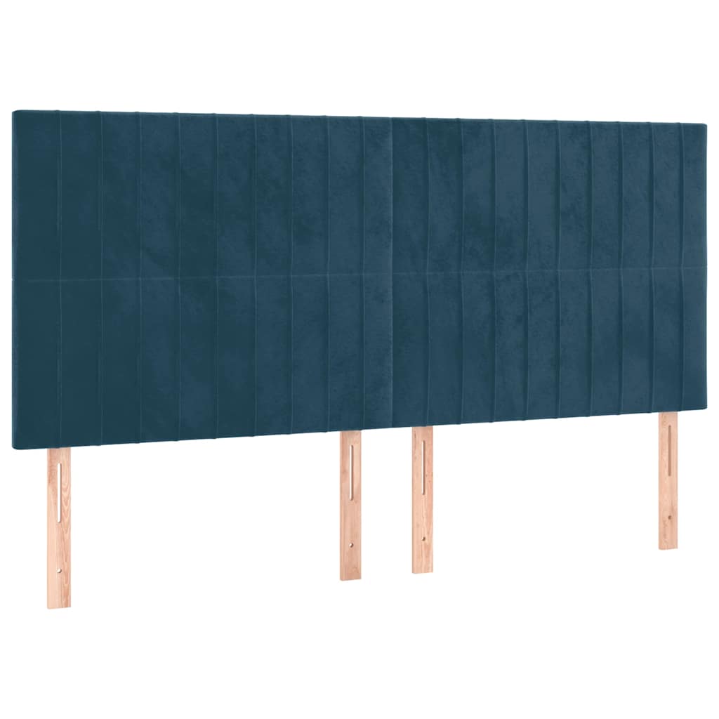 sengegavl mørkeblå 180x5x118/128 cm fløjl