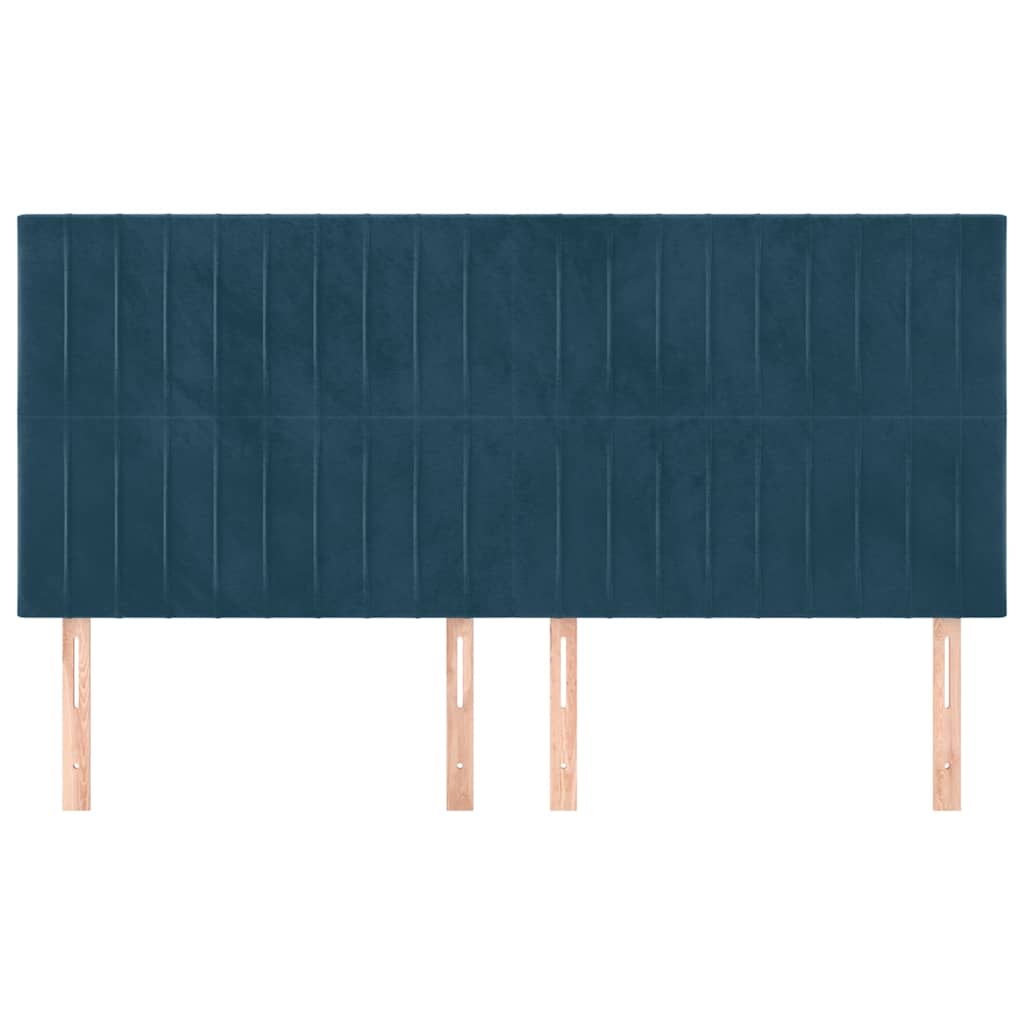 sengegavl mørkeblå 180x5x118/128 cm fløjl