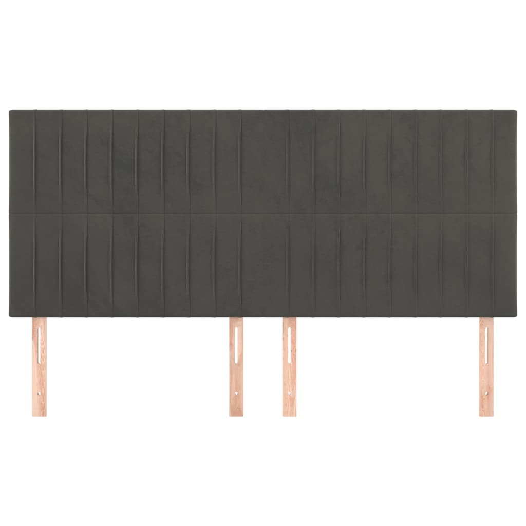 sengegavl mørkegrå 200x5x118/128 cm fløjl