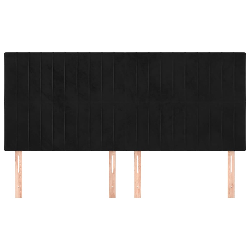 sengegavl sort 200x5x118/128 cm fløjl