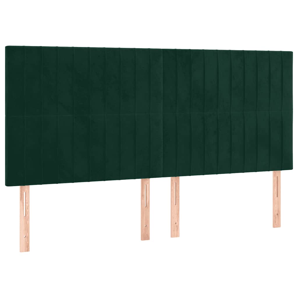 sengegavl mørkegrøn 200x5x118/128 cm fløjl