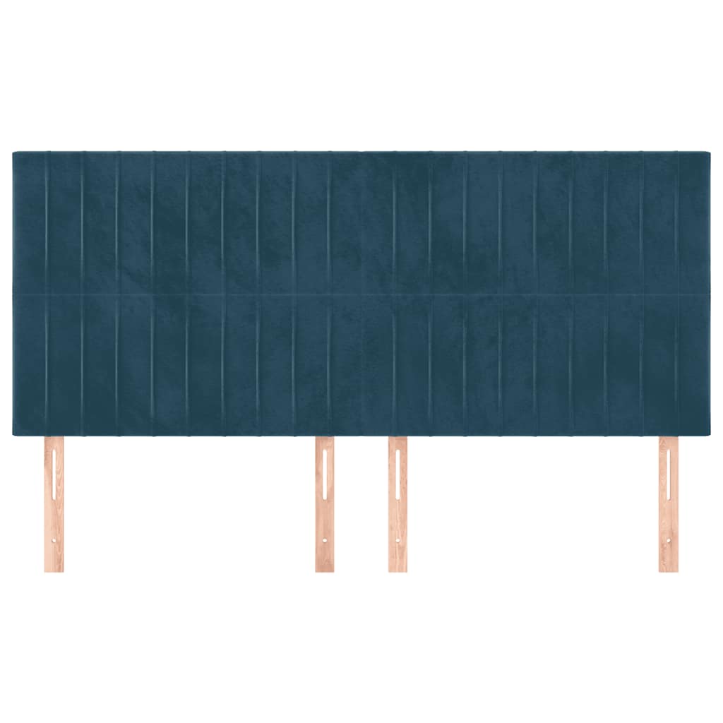sengegavl mørkeblå 200x5x118/128 cm fløjl