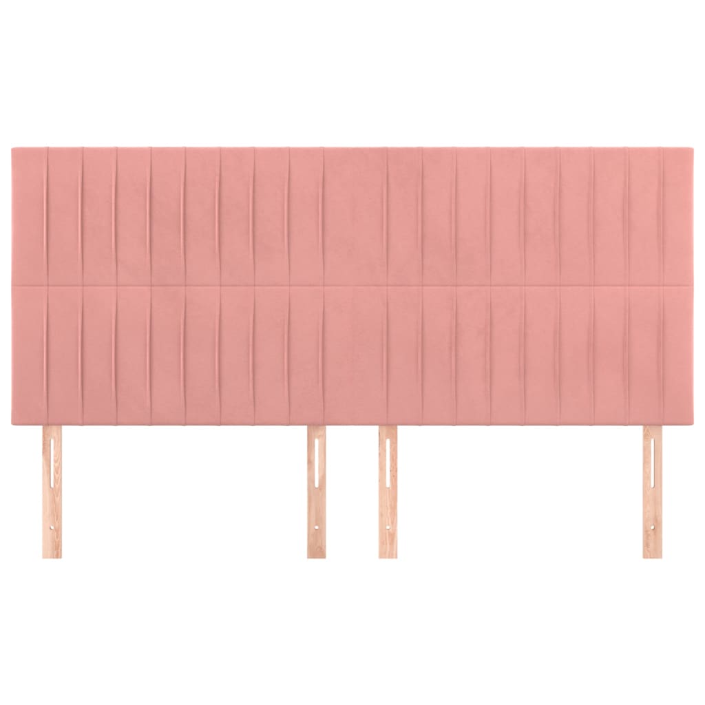 sengegavl lyserød 200x5x118/128 cm fløjl