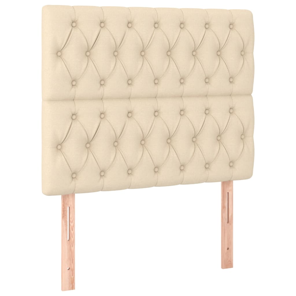 sengegavl cremefarvet 90x7x118/128 cm stof