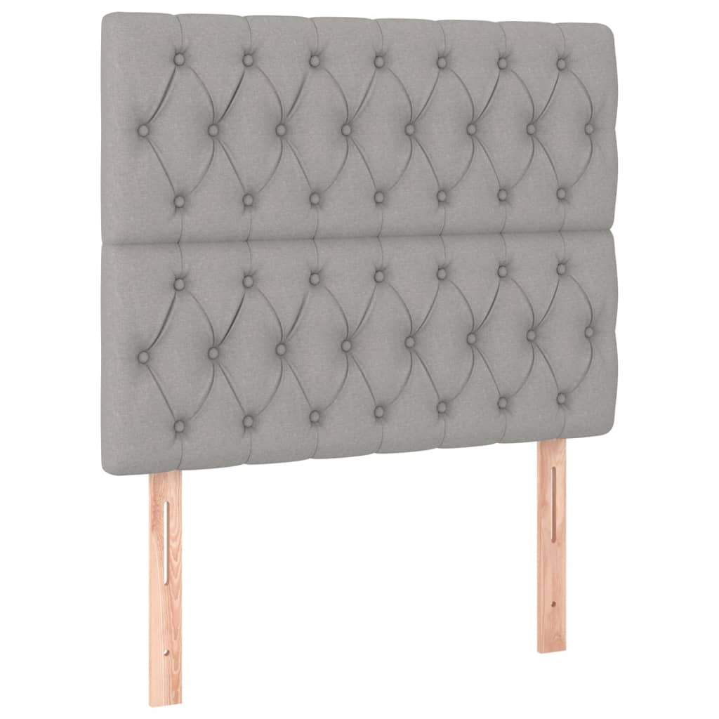 sengegavl lysegrå 100x7x118/128 cm stof