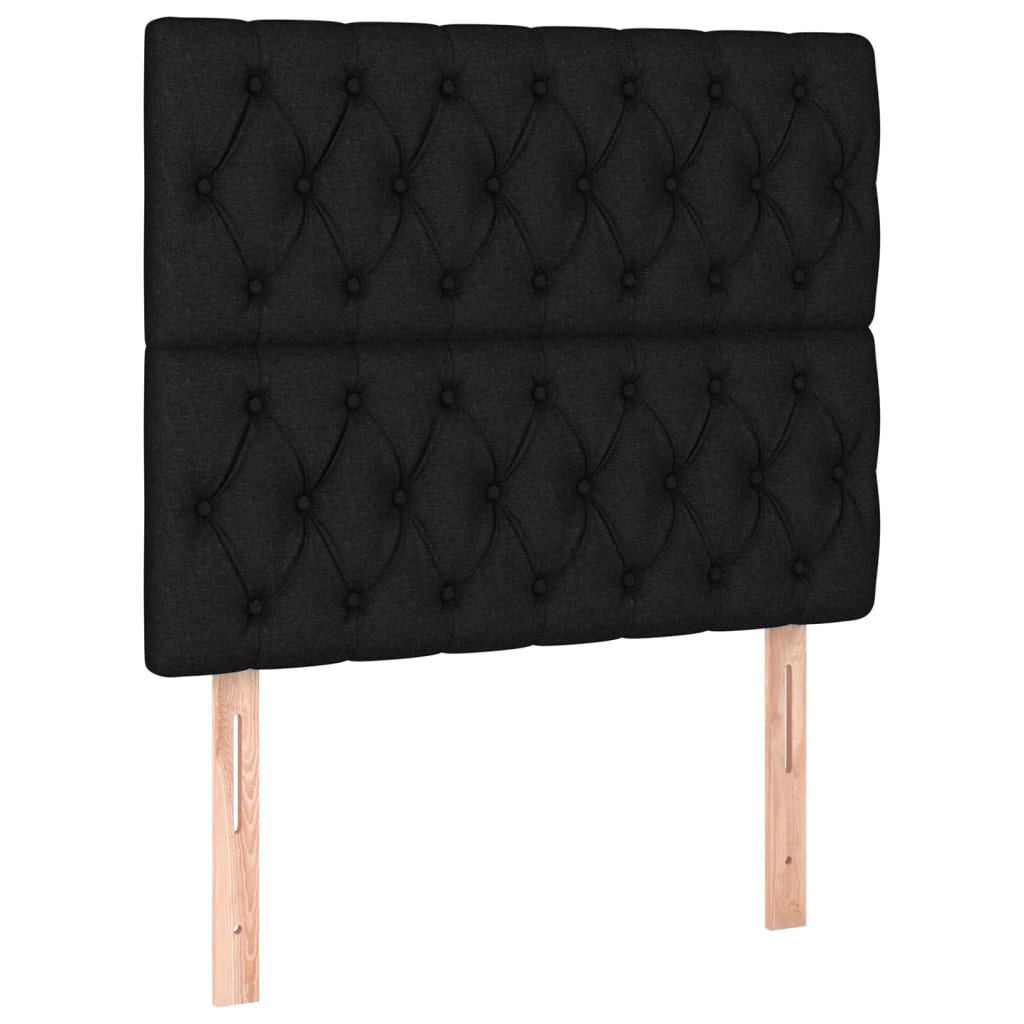 sengegavl sort 100x7x118/128 cm stof