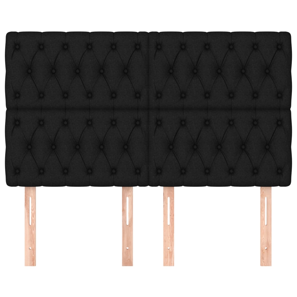 sengegavl sort 144x7x118/128 cm stof