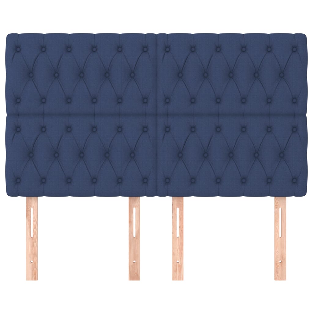 sengegavl blå 160x7x118/128 cm stof