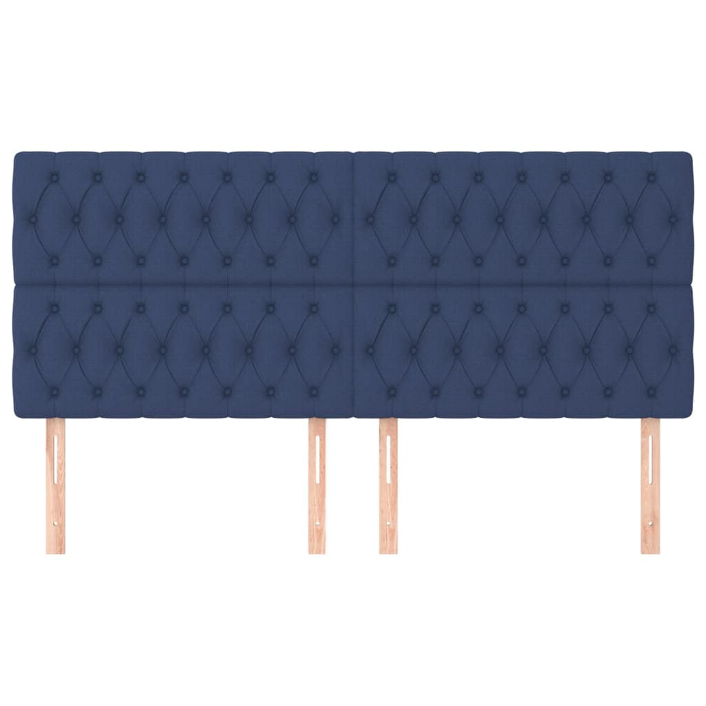 sengegavl blå 180x7x118/128 cm stof