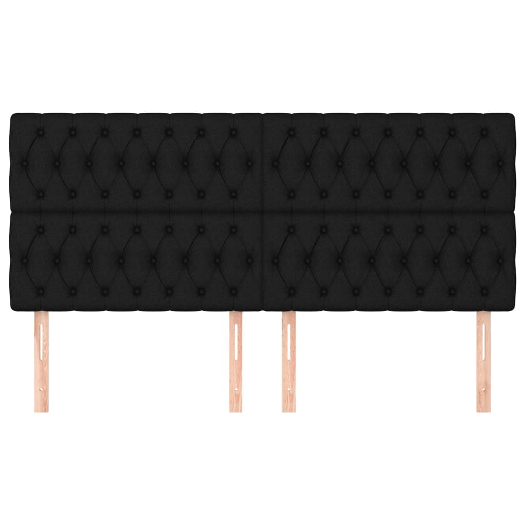 sengegavl sort 200x7x118/128 cm stof