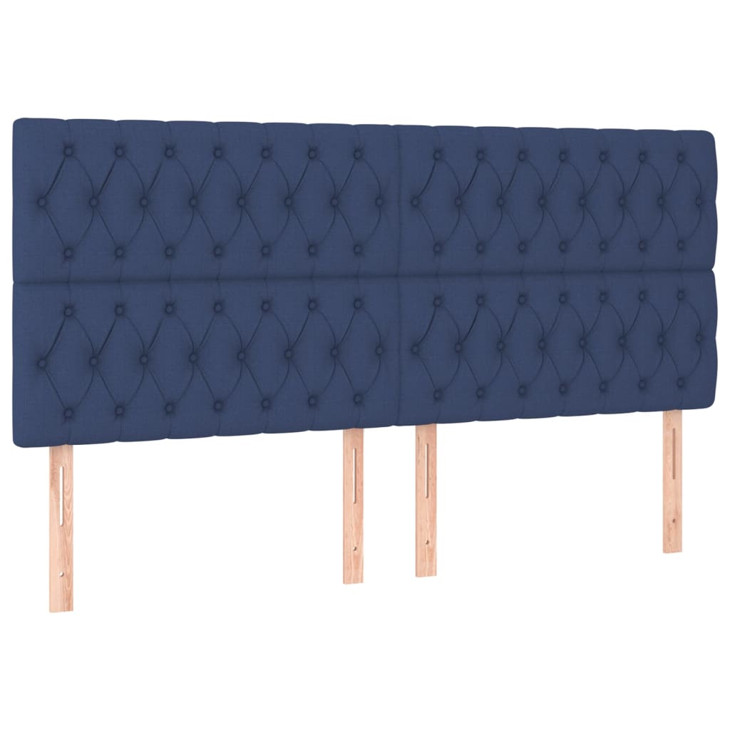 sengegavl blå 200x7x118/128 cm stof