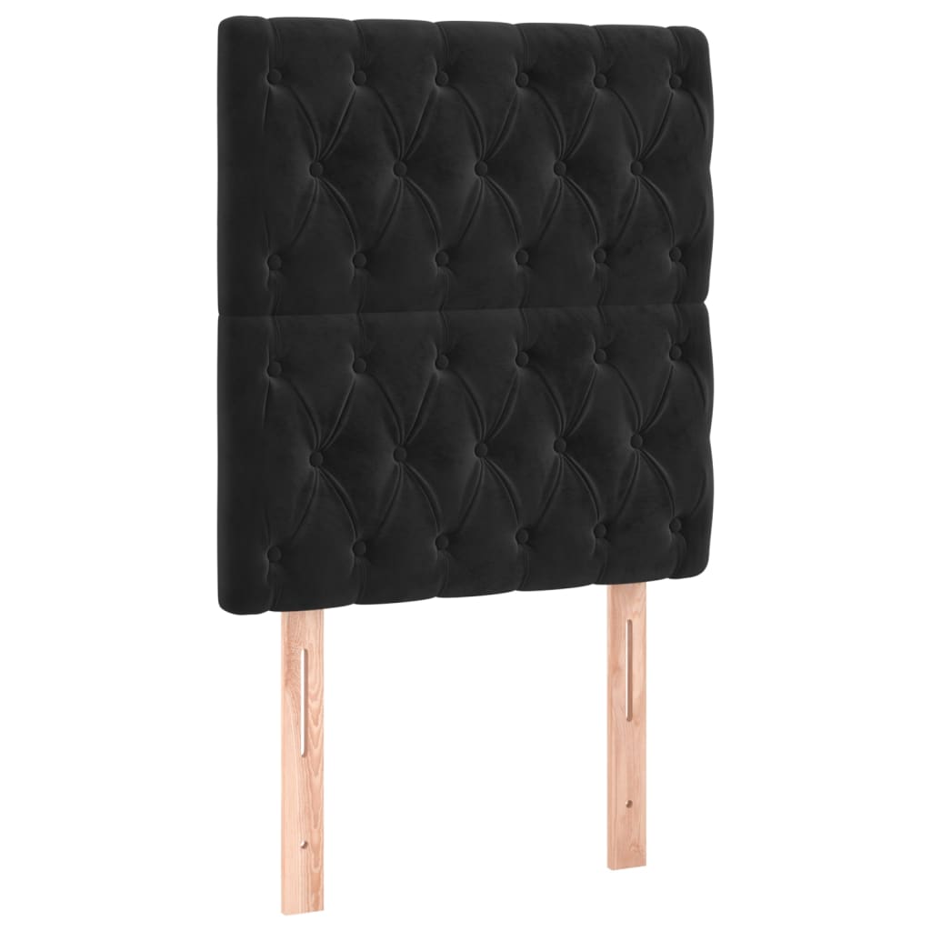 sengegavl sort 80x7x118/128 cm fløjl